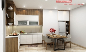 Tủ bếp hiện đại màu trắng tinh